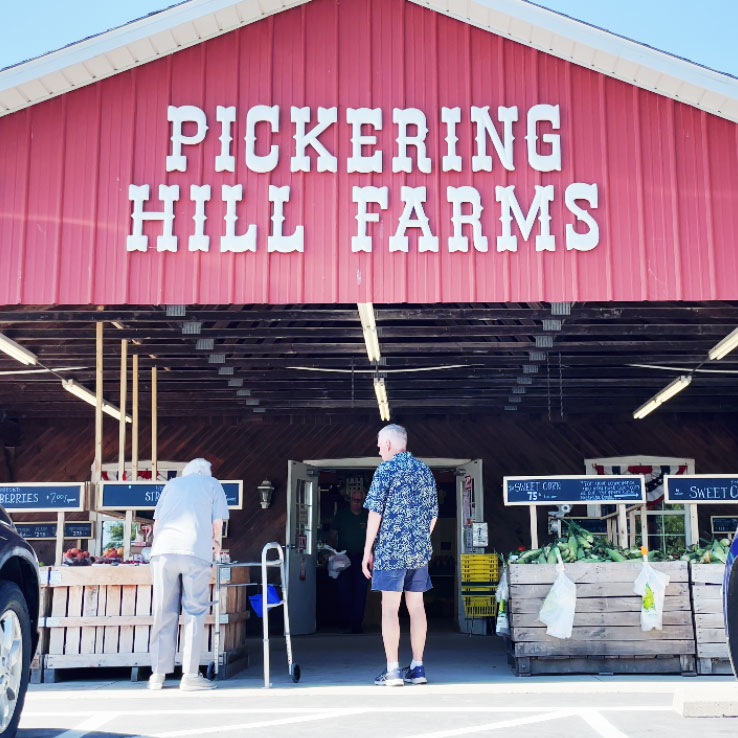 Public front of a Pickering Hill Farms barn